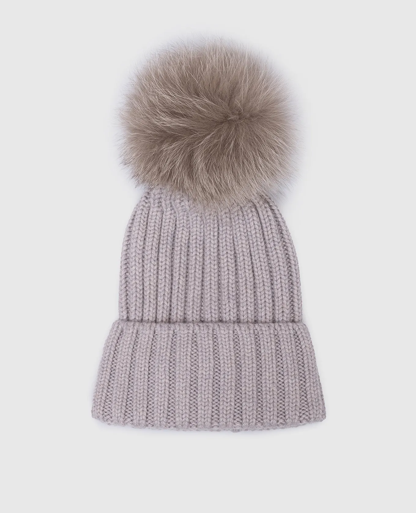 ENRICO MANDELLI GRAY CASHMERE HAT WITH POMPOM