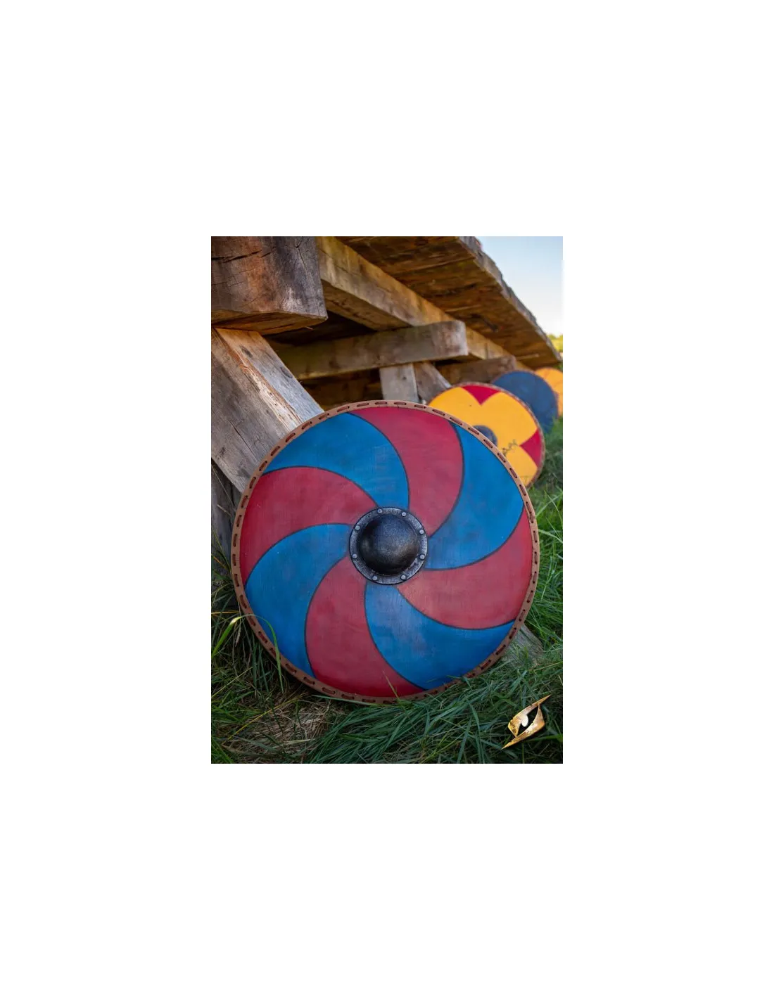 ESCUDO VIKINGO GASTIR PARA LARP (AZULROJO)