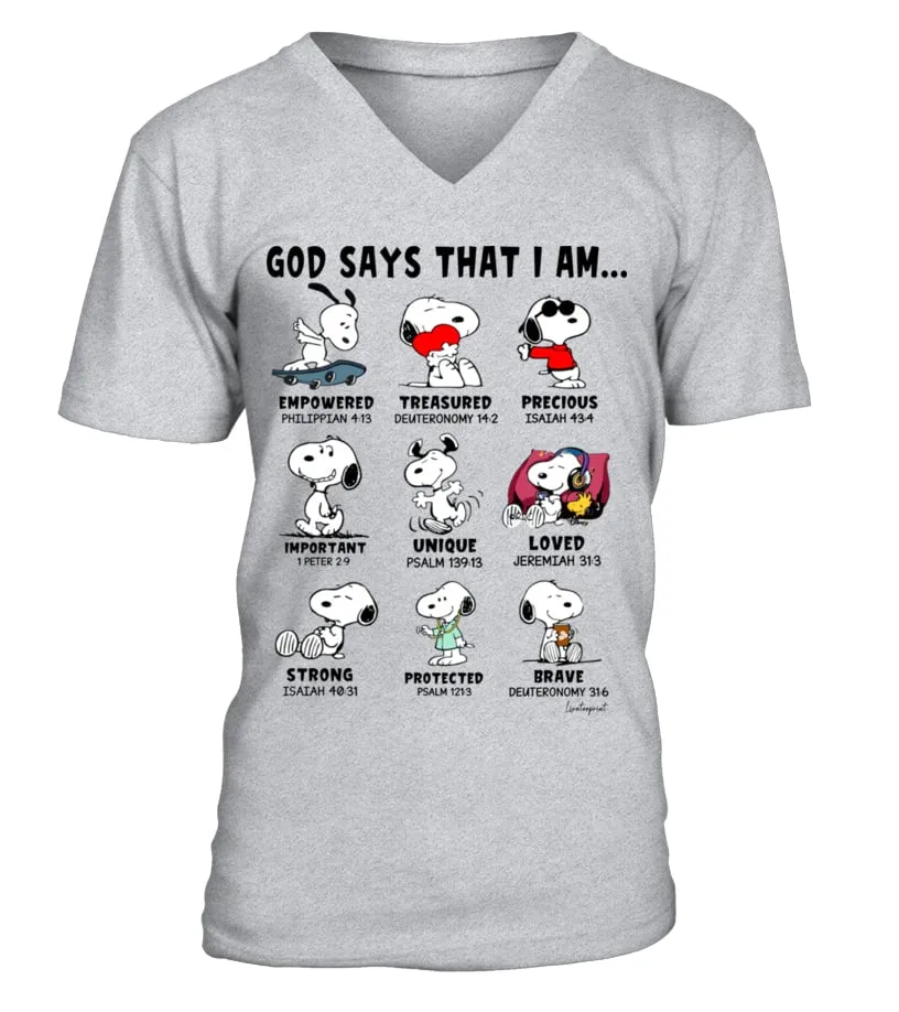 God Says That I Am Camiseta cuello en V Unisex