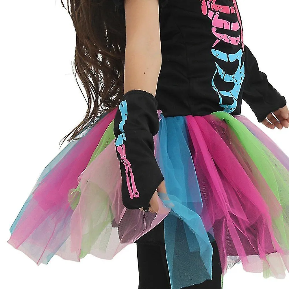 Halloween Scary Dress Costume Ball Zombie Girls Rainbow Skeleton Ghost Clothes Cosplay