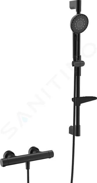 HANSA PRISMA  CONJUNTO DE DUCHA CON TERMOSTATO, 3 CHORROS, NEGRO MATE 4813042133