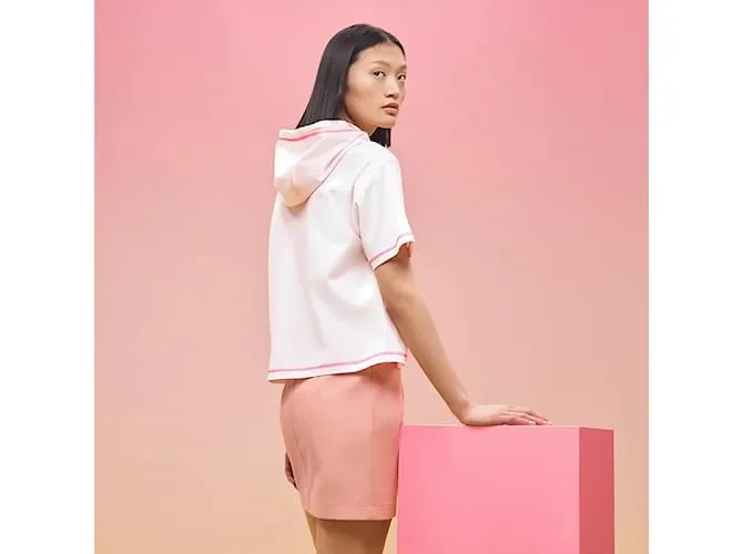 HERMÈS: "JUNGLE LOVE" Camiseta corta con capucha T. 40 Rosa 
