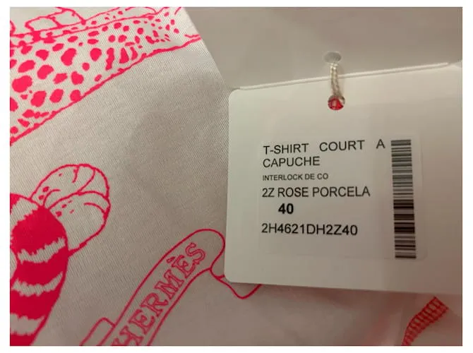 HERMÈS: "JUNGLE LOVE" Camiseta corta con capucha T. 40 Rosa 