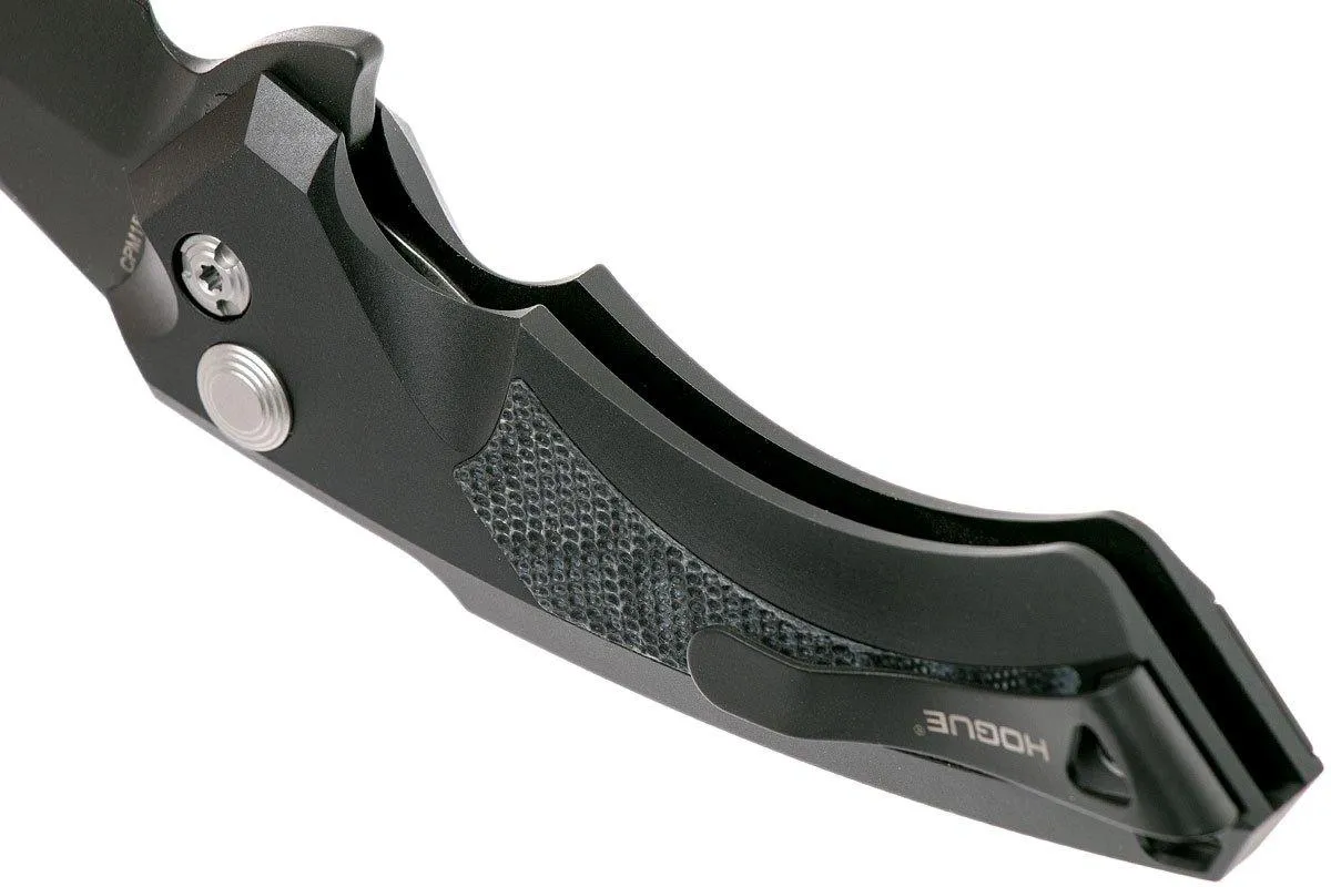 Hogue X5 3.5" Wharncliffe 34569 Buttonlock Flipper navaja, Black Finish