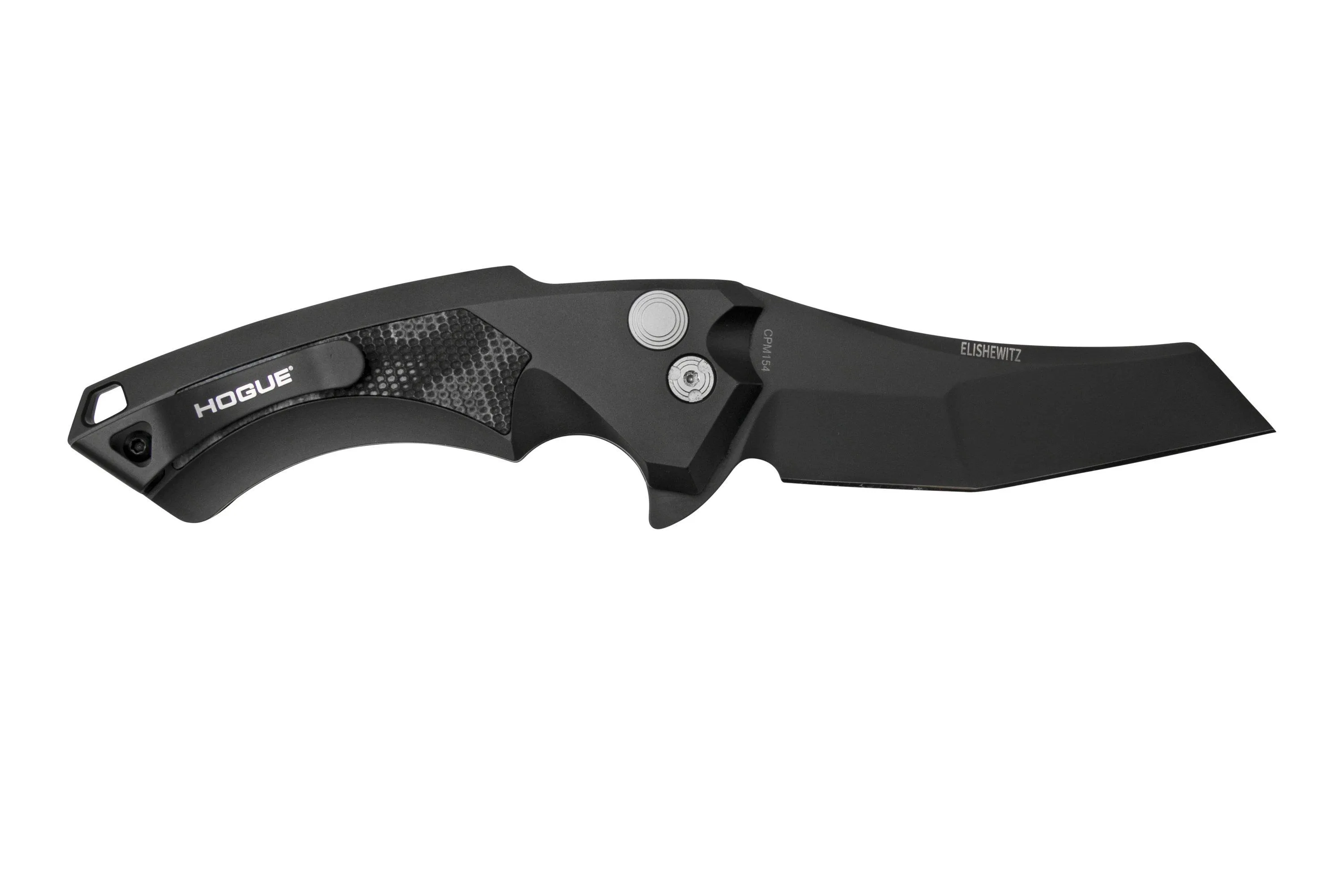 Hogue X5 3.5" Wharncliffe 34569 Buttonlock Flipper navaja, Black Finish