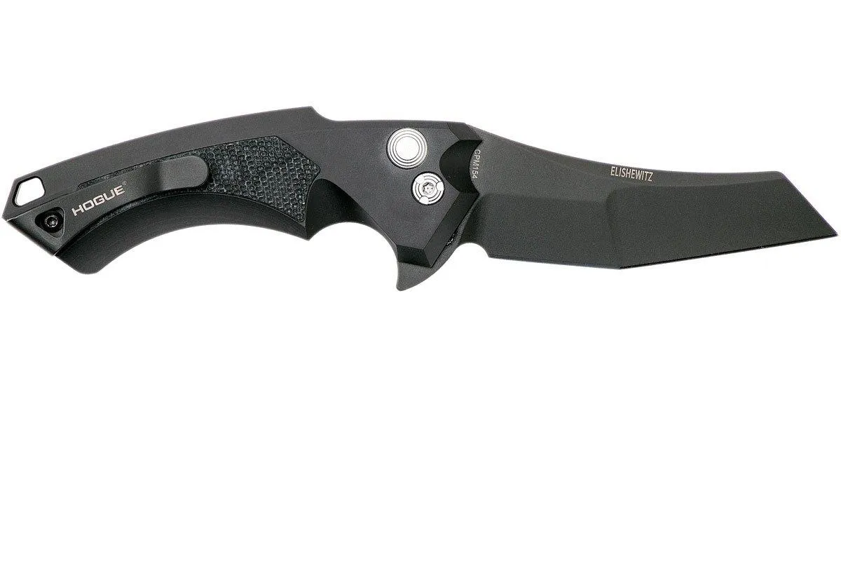 Hogue X5 3.5" Wharncliffe 34569 Buttonlock Flipper navaja, Black Finish