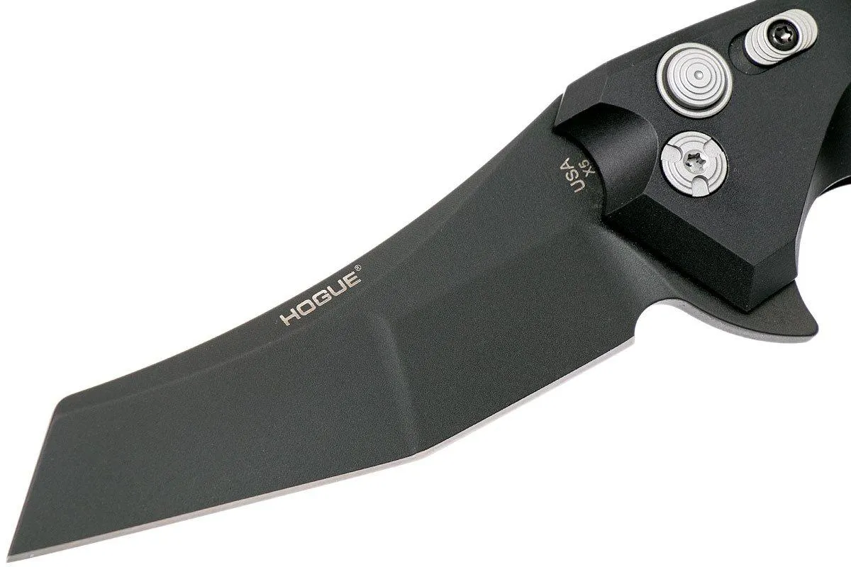 Hogue X5 3.5" Wharncliffe 34569 Buttonlock Flipper navaja, Black Finish