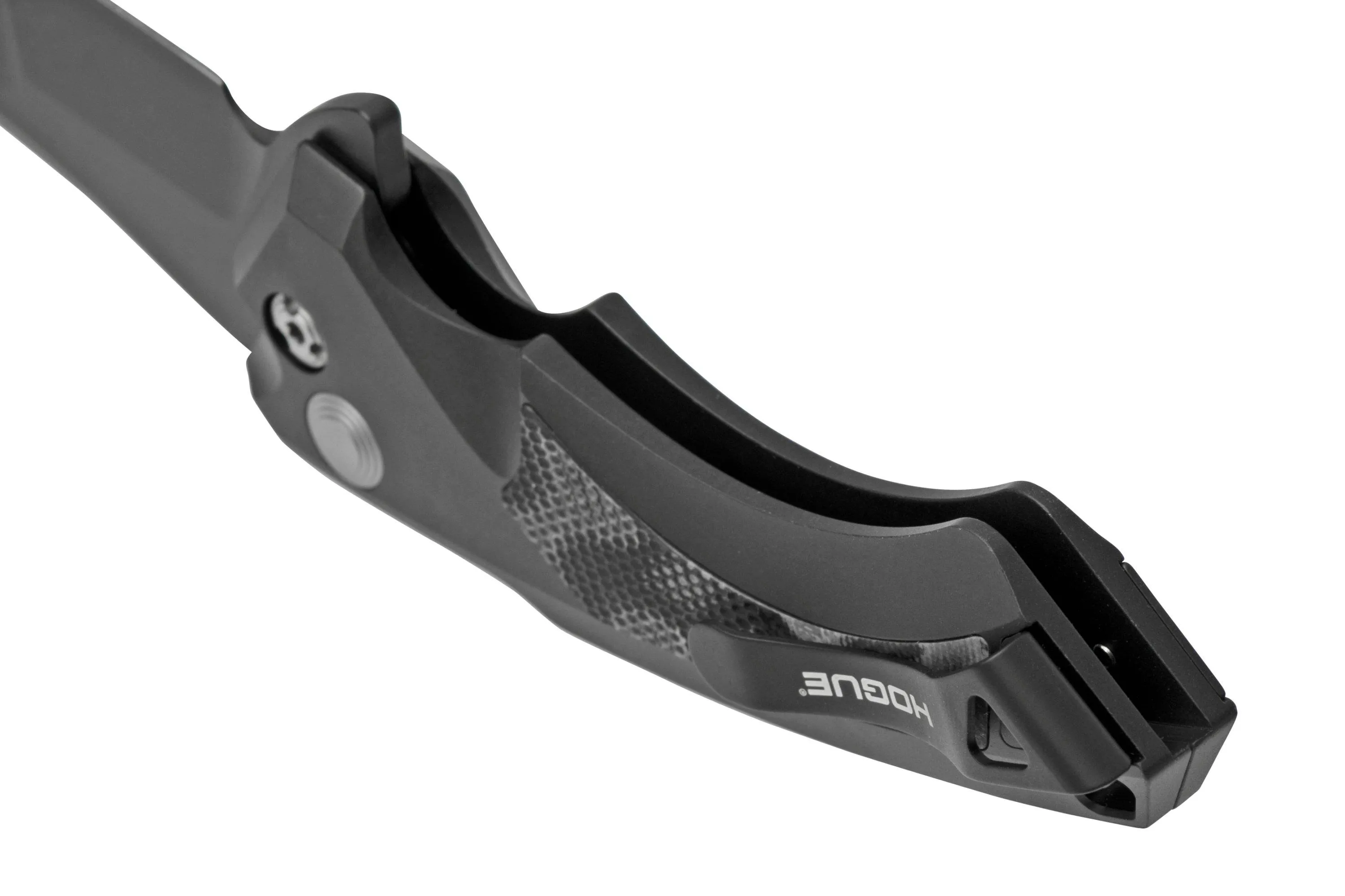 Hogue X5 3.5" Wharncliffe 34569 Buttonlock Flipper navaja, Black Finish