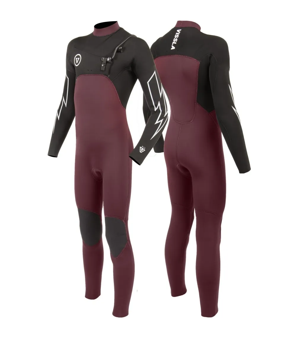 INTEGRAL PARA NIñO VISSLA 7 SEAS BOYS 32 BOLT FULL CHEST ZIP  WINE