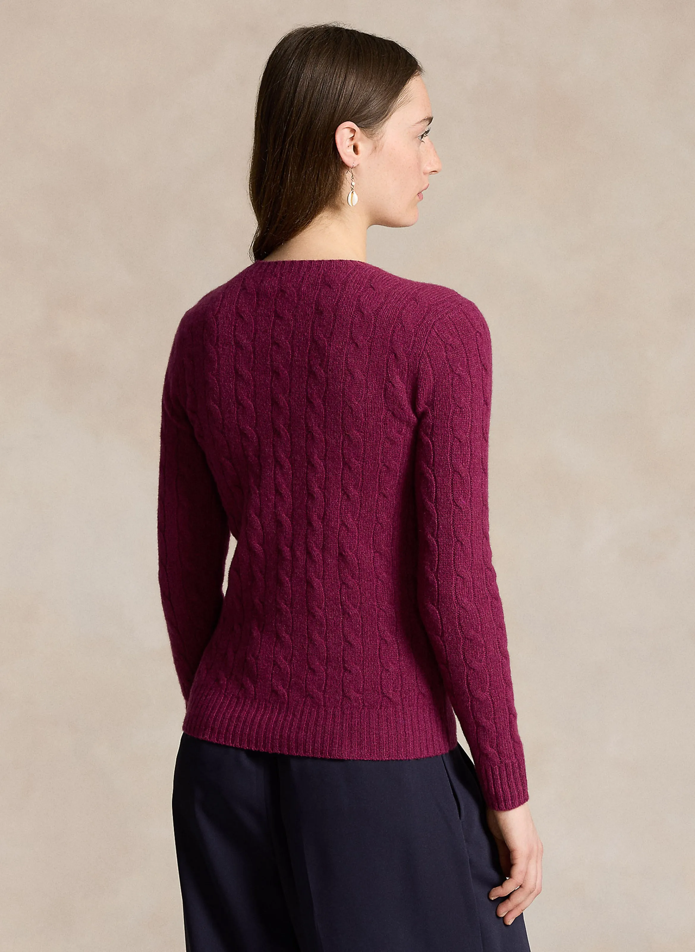 Jersey de cuello redondo de lana y cachemira en violeta