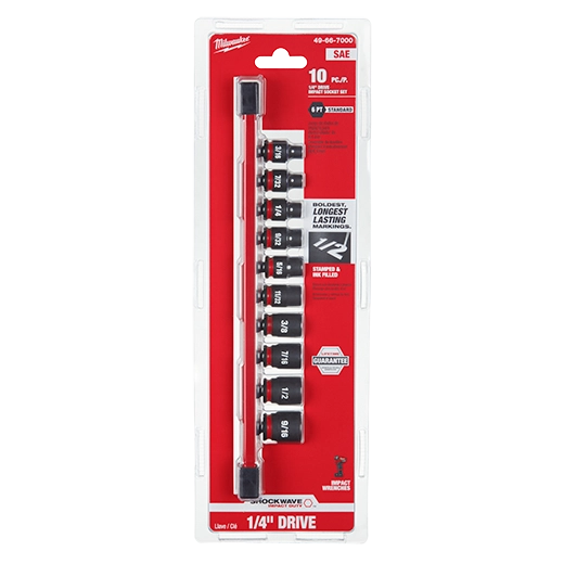 Juego de 10 piezas de cubos estándar SAE de 6 puntas SHOCKWAVE Impact Duty™