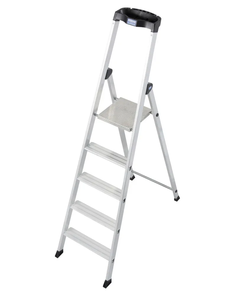KRAUSE Escalera de tijera Solido, aluminio, plataforma con seguridad antideslizamiento, 5 escalones