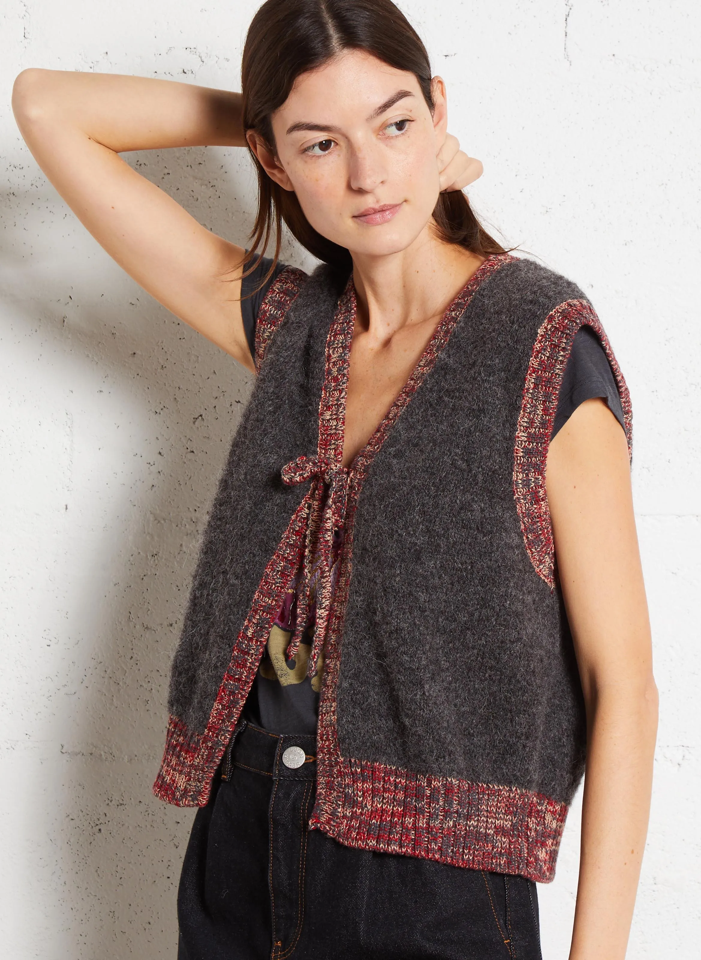 LEON & HARPER MILLY  CHALECO SIN MANGAS DE MEZCLA DE ALPACA EN GRIS