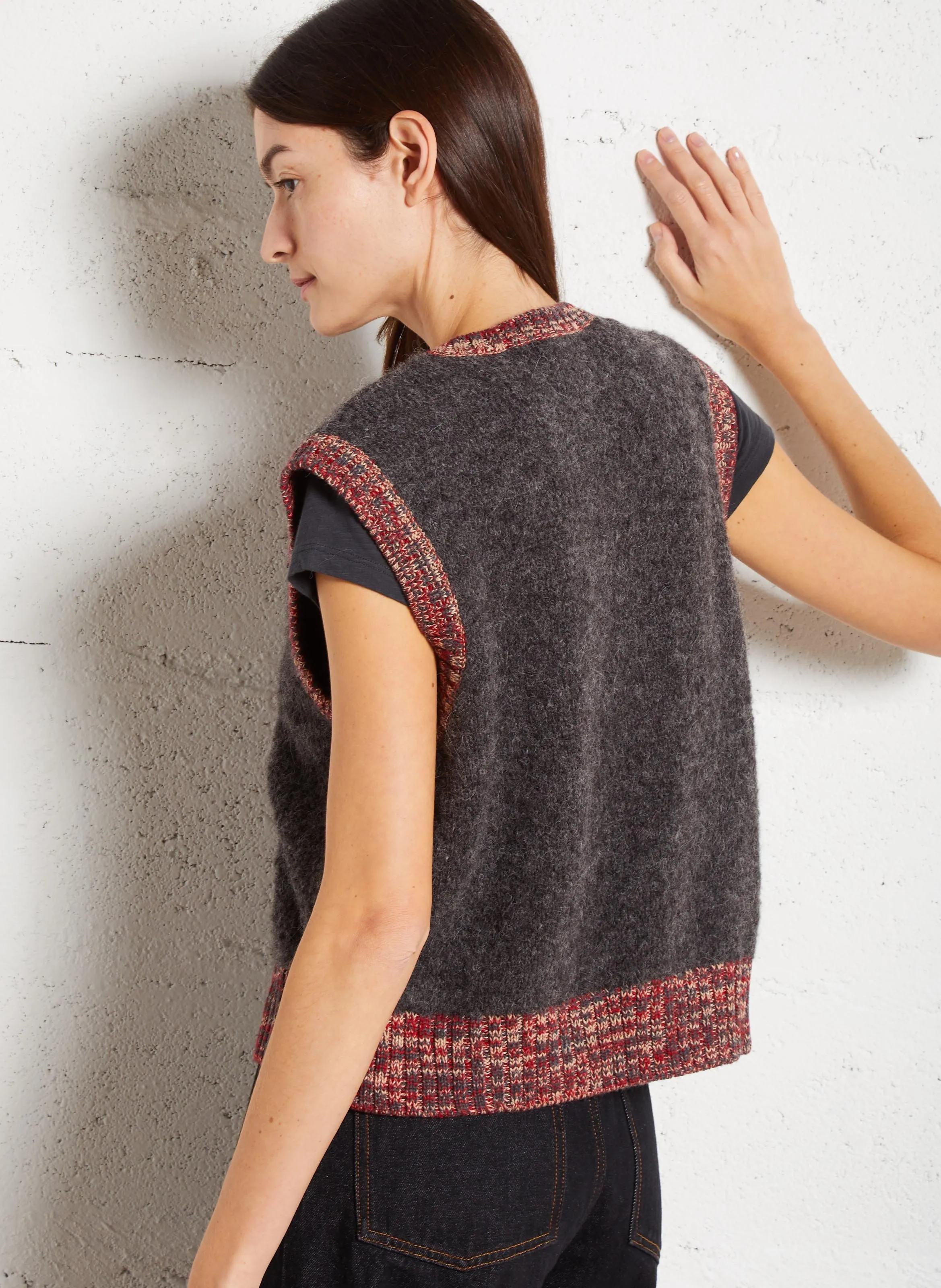 LEON & HARPER MILLY  CHALECO SIN MANGAS DE MEZCLA DE ALPACA EN GRIS