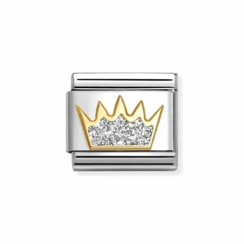 Link Nomination Acero y Oro Corona Glitter 030220 21