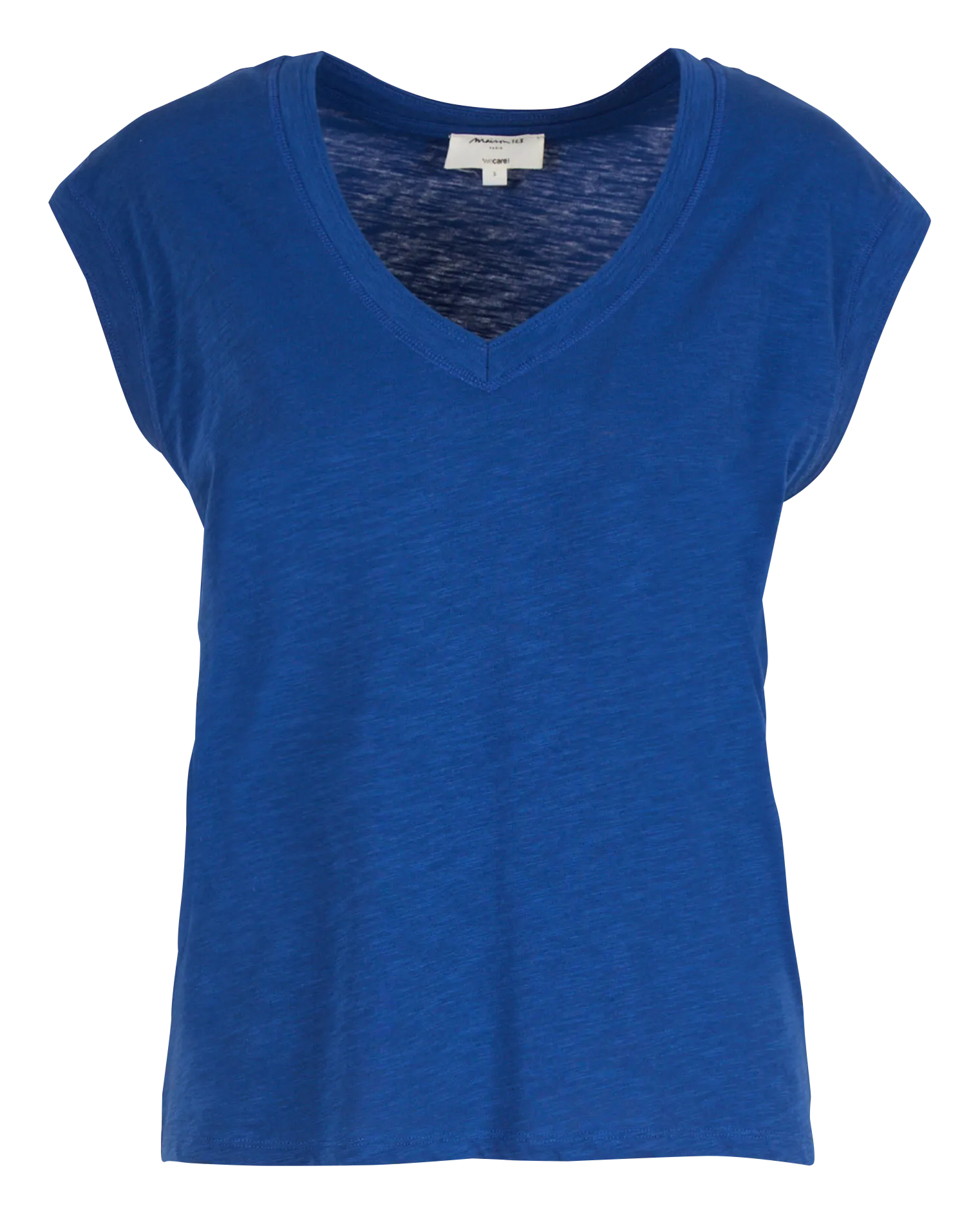 MAISON 123 DELYA  CAMISETA SIN MANGAS DE ALGODóN JASPEADO EN AZUL