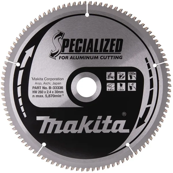 MAKITA  SPECIALIZED  HOJA DE SIERRA CIRCULAR,ALUMINIO, 260X30X2.4MM, 100 DIENTES