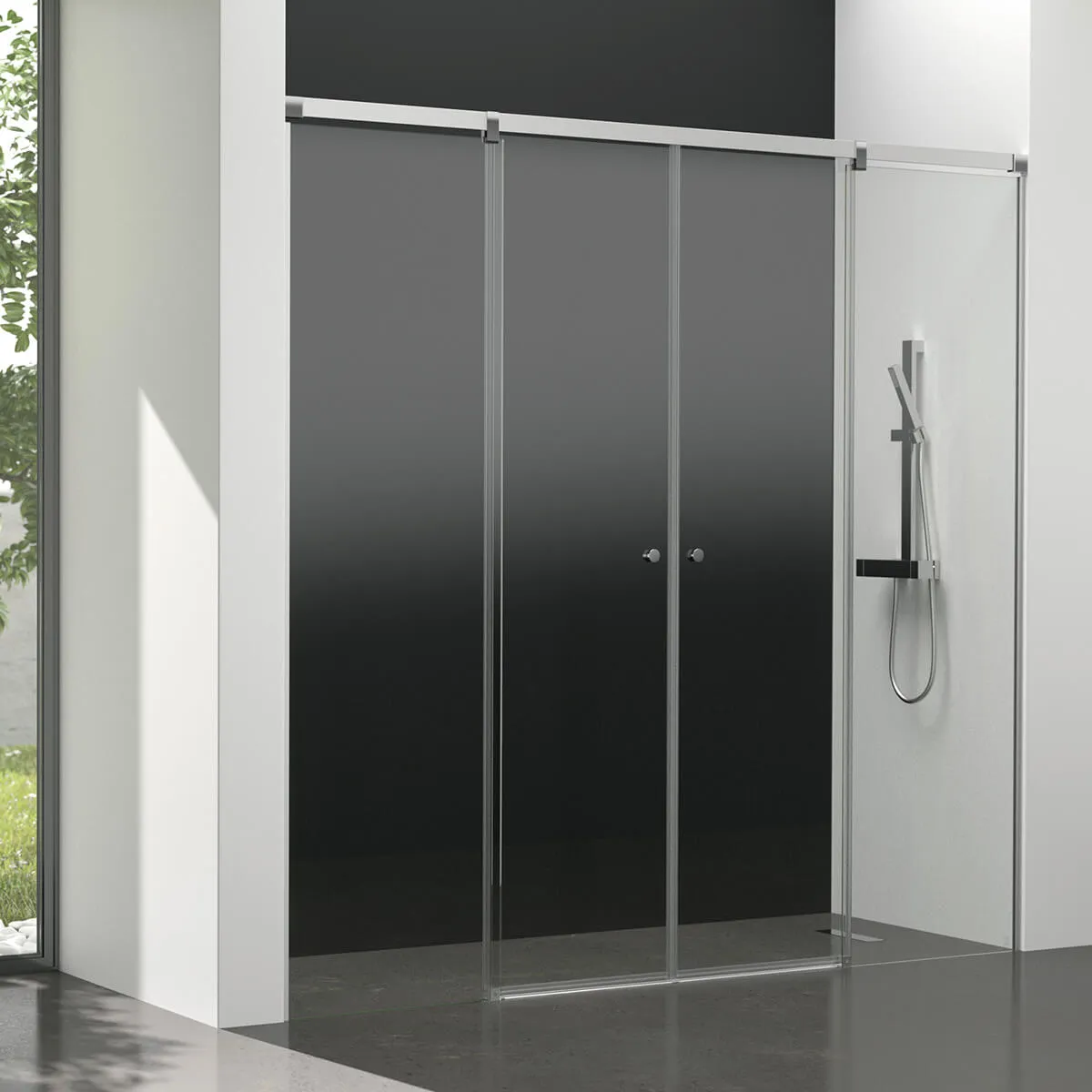 Mampara de baño Kala 4C con cristal transparente (2 puertas correderas y 2 fijos)