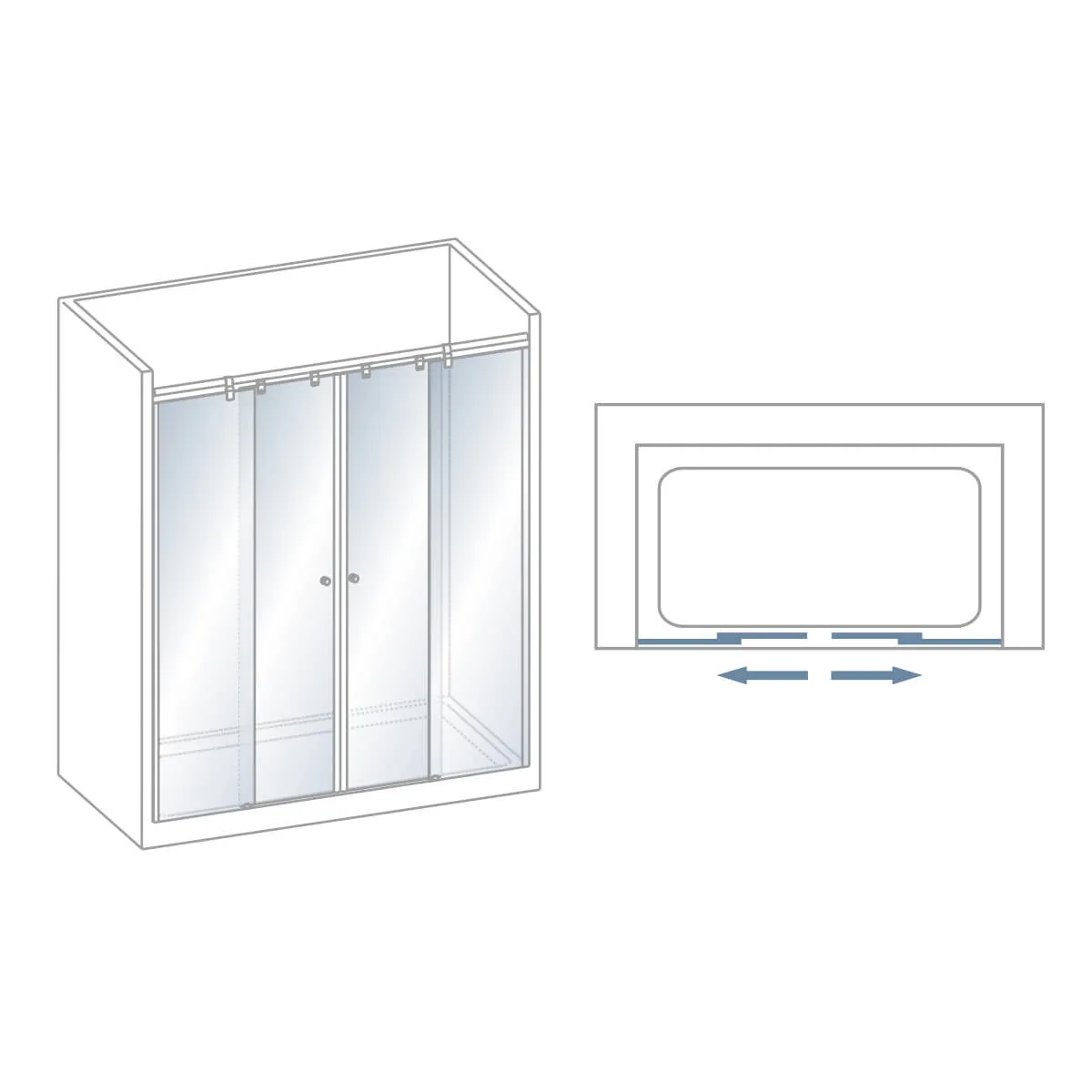 Mampara de baño Kala 4C con cristal transparente (2 puertas correderas y 2 fijos)