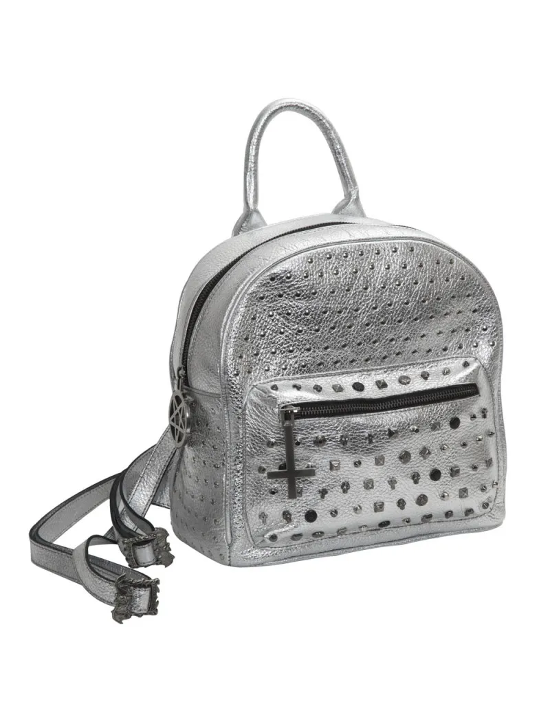 Mochila de cuero plata