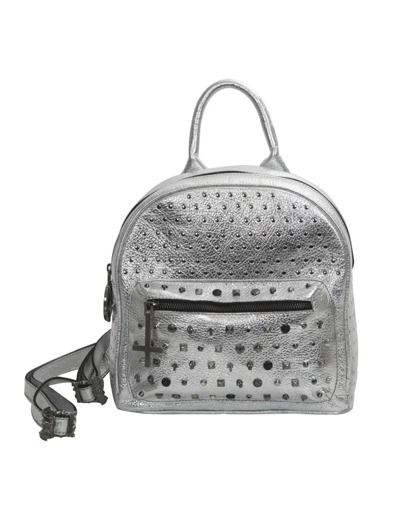 Mochila de cuero plata