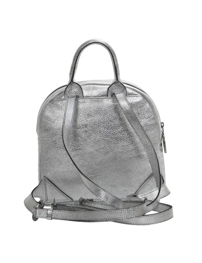 Mochila de cuero plata