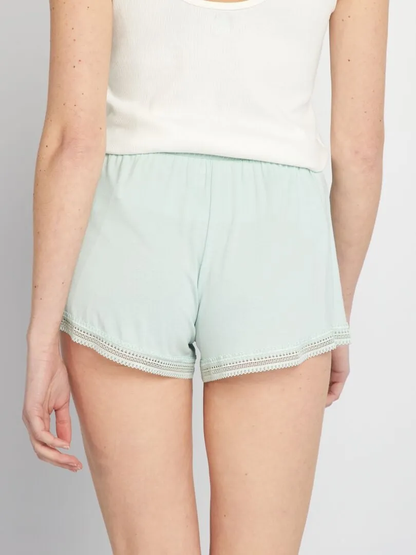PANTALóN CORTO CON ENCAJE  AZUL