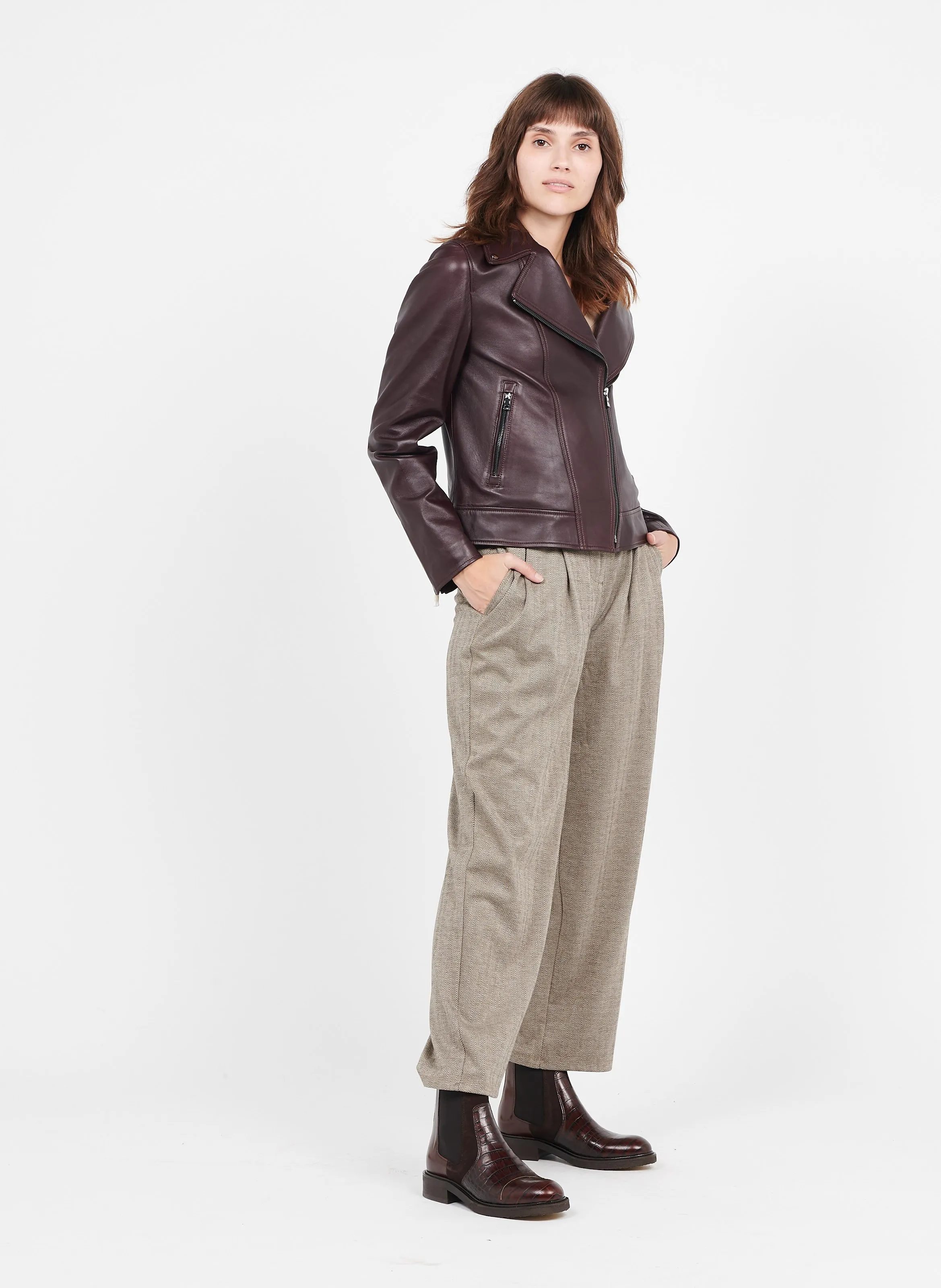 Pantalón recto en marron
