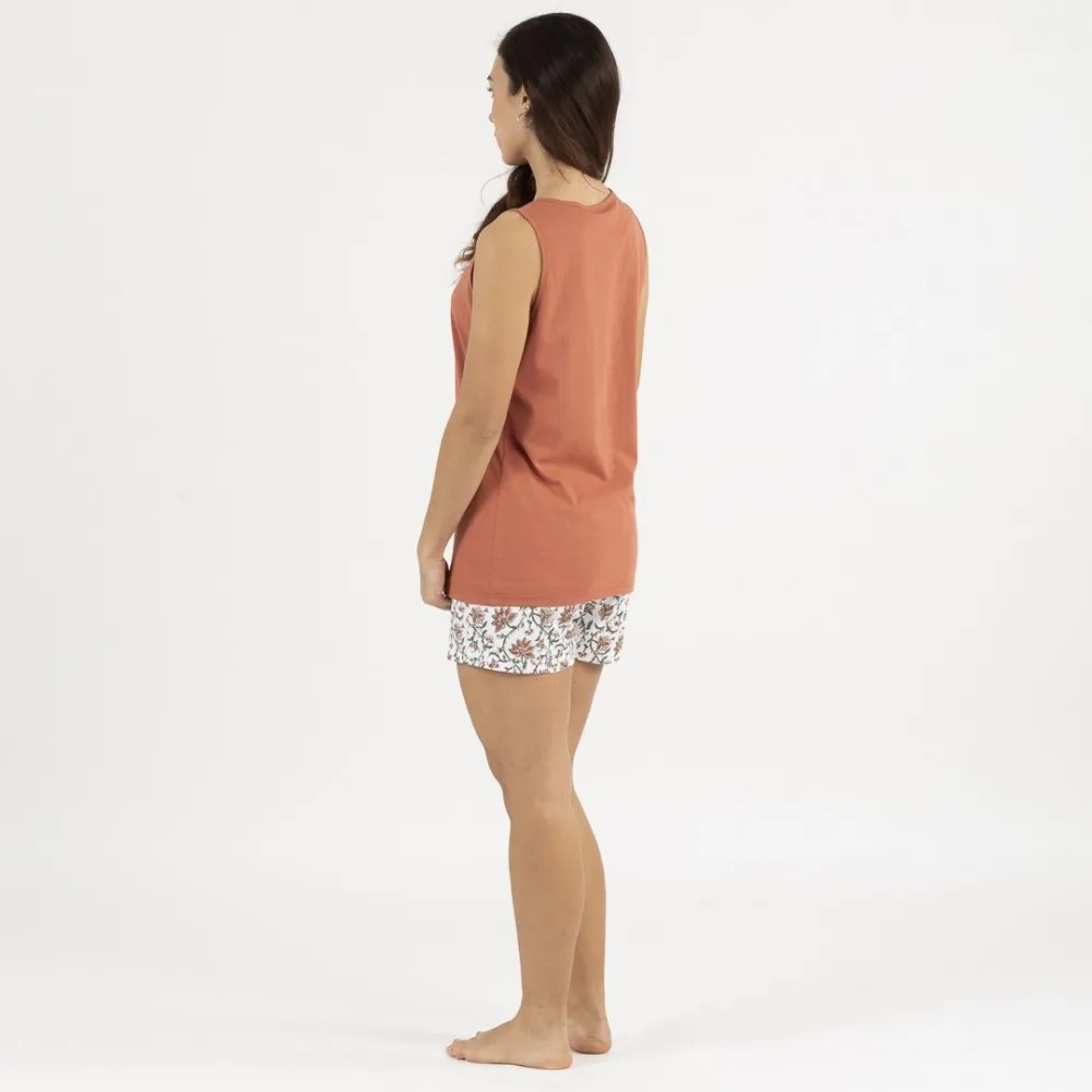 Pijama corto algodón Isabel teja