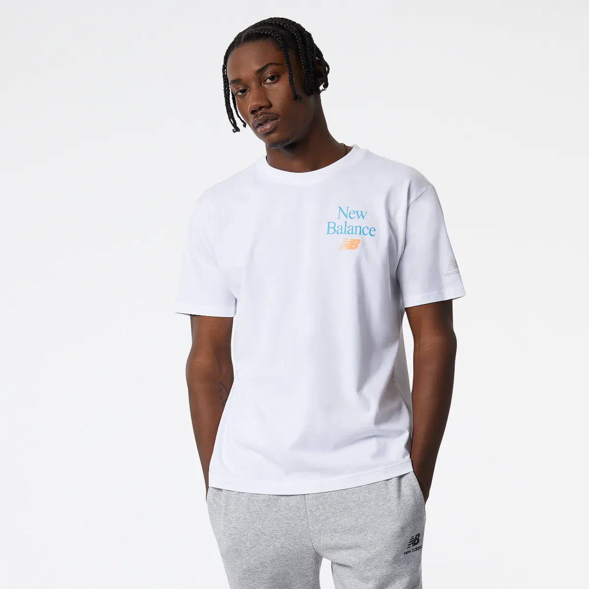 Polera Urbana Hombre New Balance Essentials Celebrate Blanco