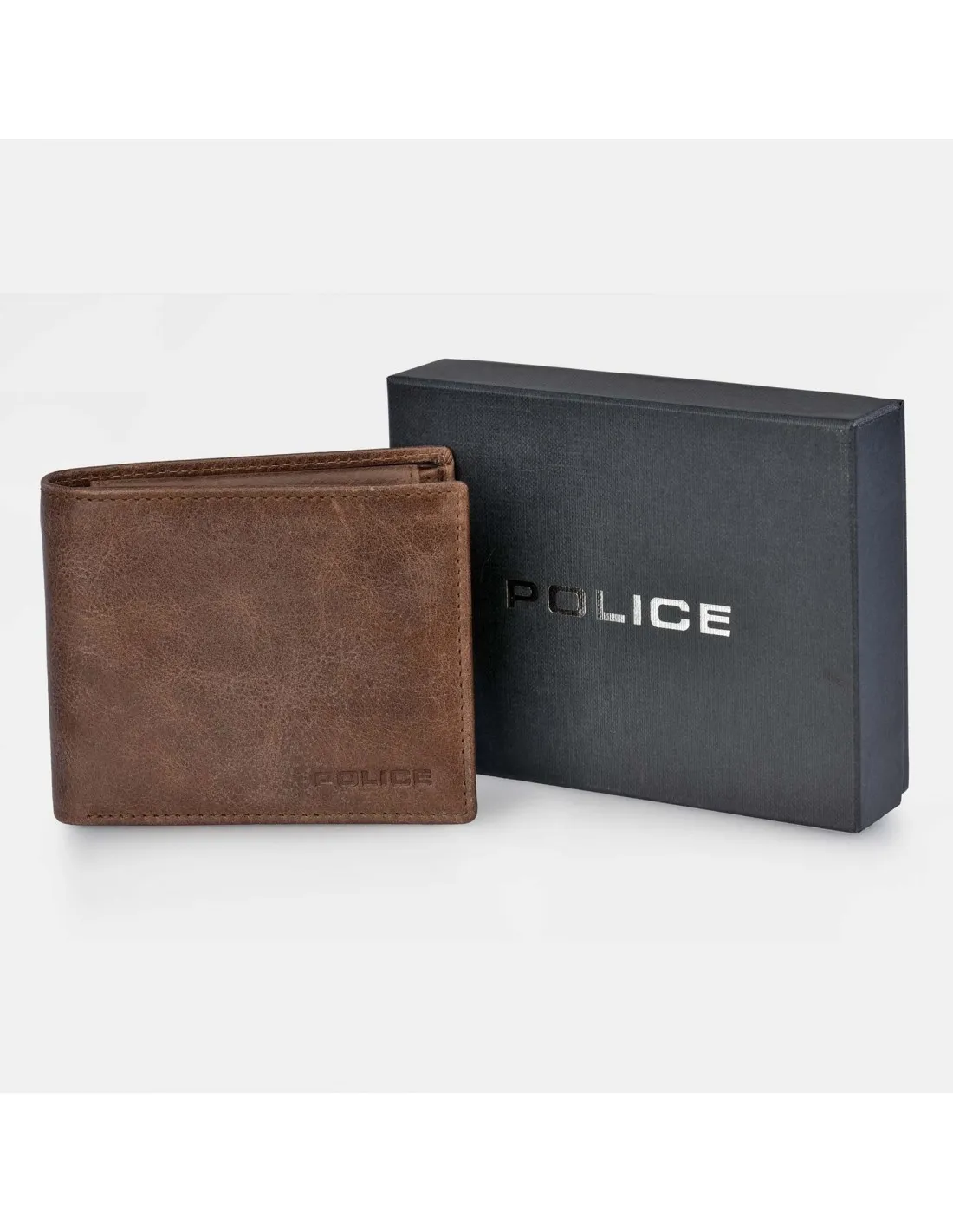 POLICE cartera de piel para hombre tipo americano con monedero interior