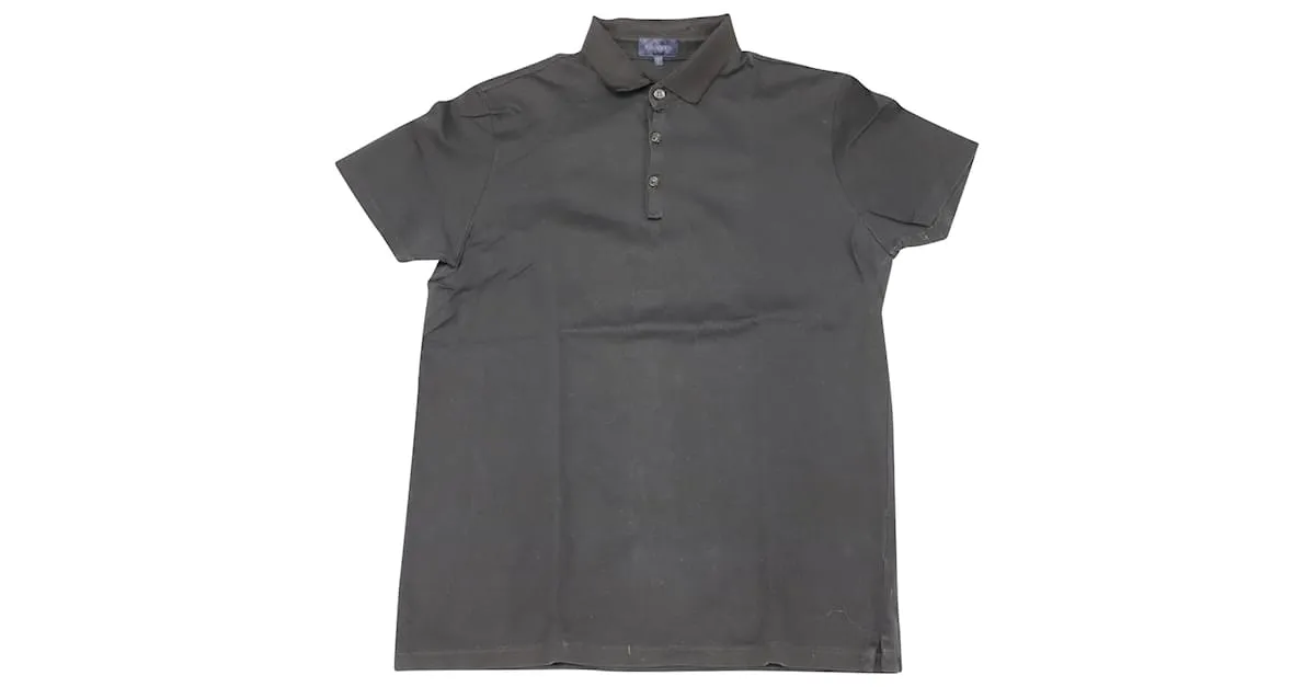Polo Lanvin con cuello de grogrén en algodón gris carbón 