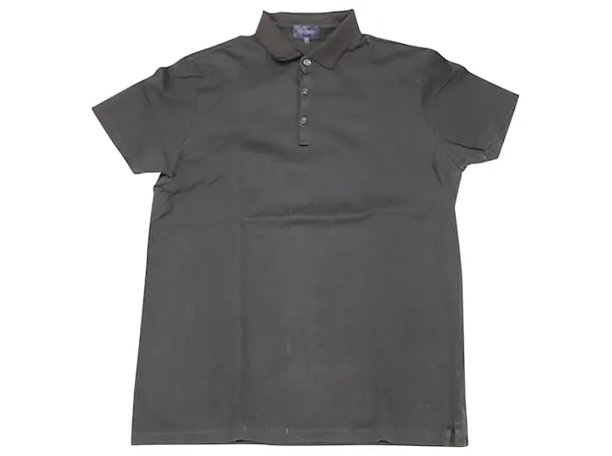 Polo Lanvin con cuello de grogrén en algodón gris carbón 