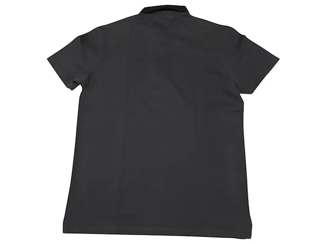 Polo Lanvin con cuello de grogrén en algodón gris carbón 