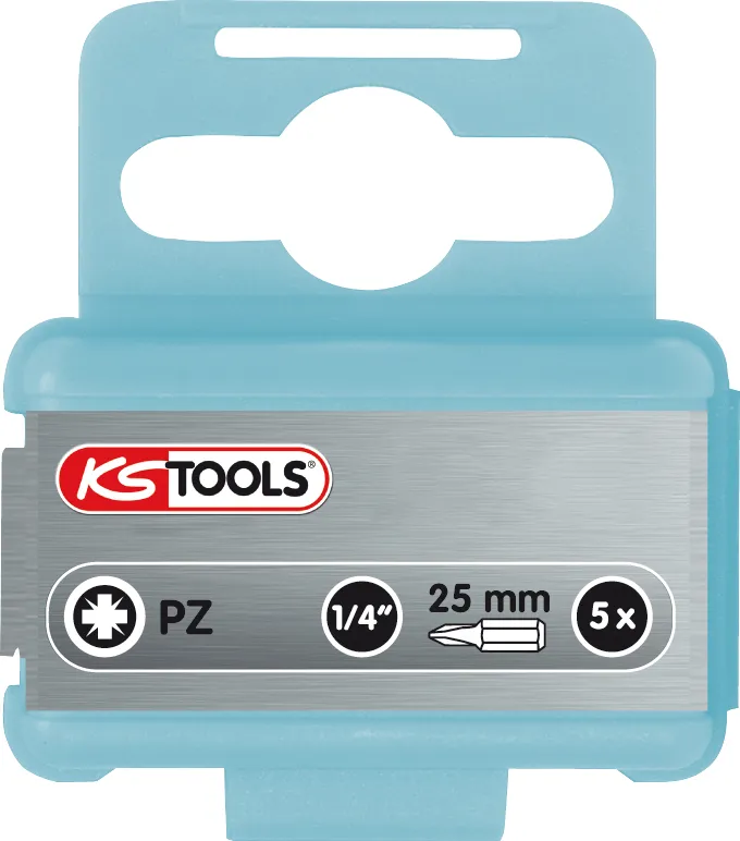 Puntas KS Tools 1/4, acero inoxidable, PZ1, 25 mm, resistentes a los ácidos, pack 5 uds.