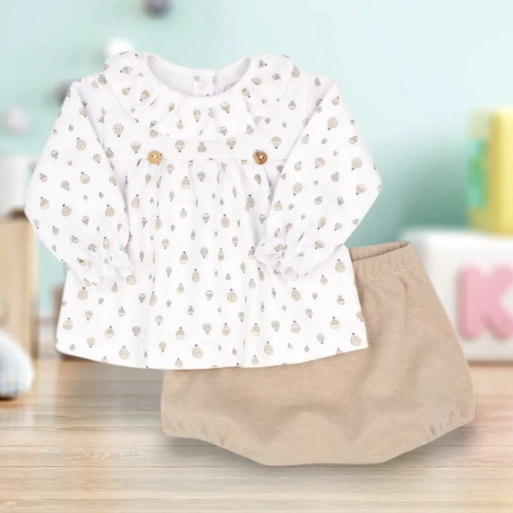 RAPIFE CONJUNTO PACK PUNTO ESTAMPADO DE BEBé NIñA  5513W21 CAMEL28 CORDONETS