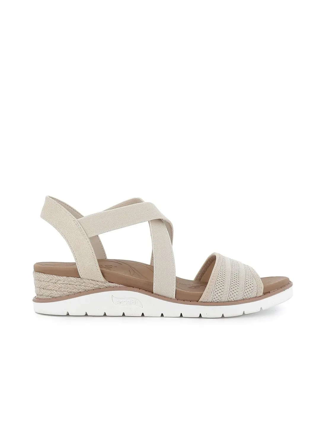 Sandalia elásticos diseño tiras cruzadas beige Skechers