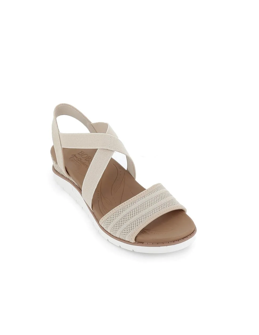 Sandalia elásticos diseño tiras cruzadas beige Skechers