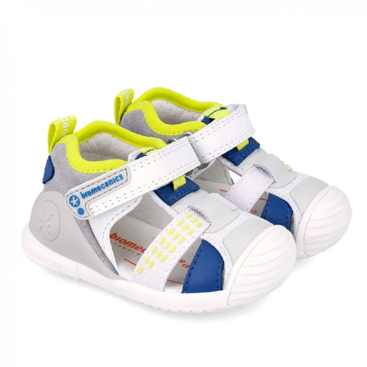 SANDALIAS BIOMECANICS DE NIñO BLANCO/PISTACHO/AZUL 242155B