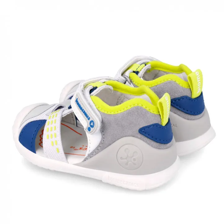SANDALIAS BIOMECANICS DE NIñO BLANCO/PISTACHO/AZUL 242155B