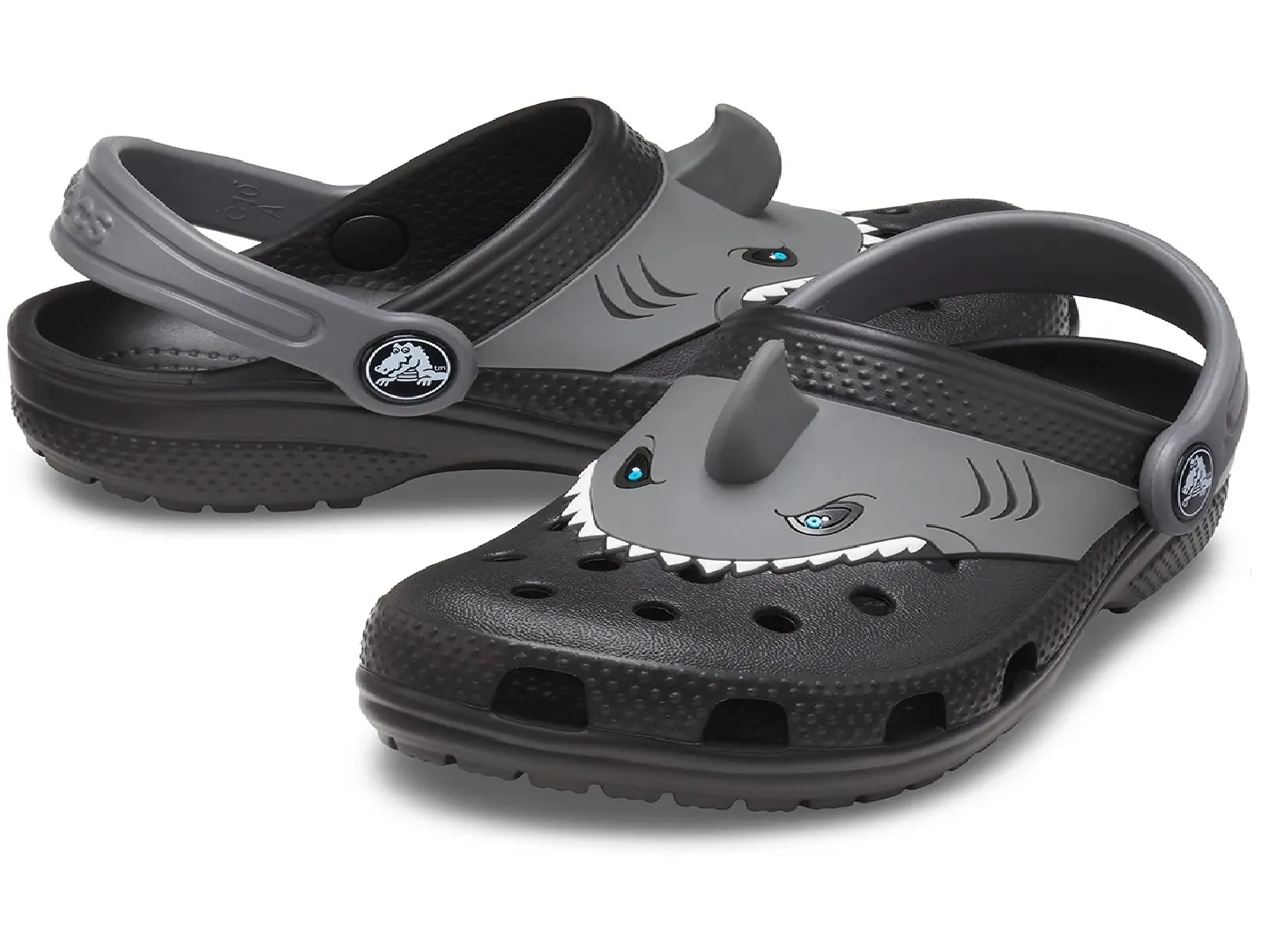 Sandalias Crocs Classic Sharkclog Negro Para Niño