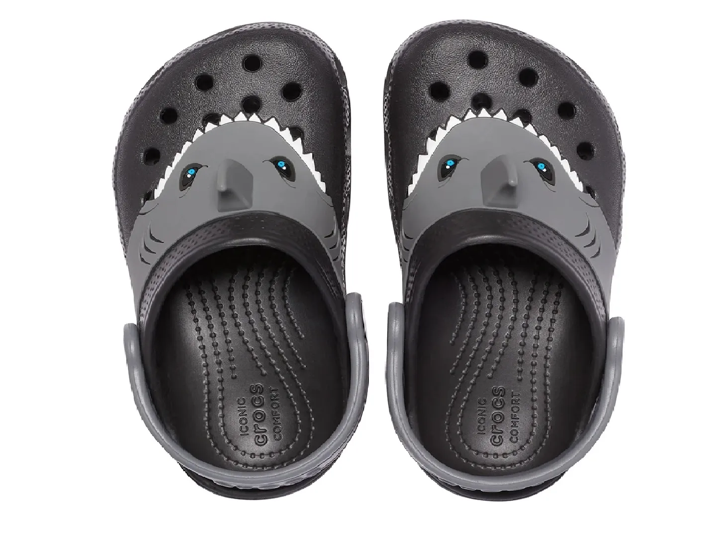 Sandalias Crocs Classic Sharkclog Negro Para Niño