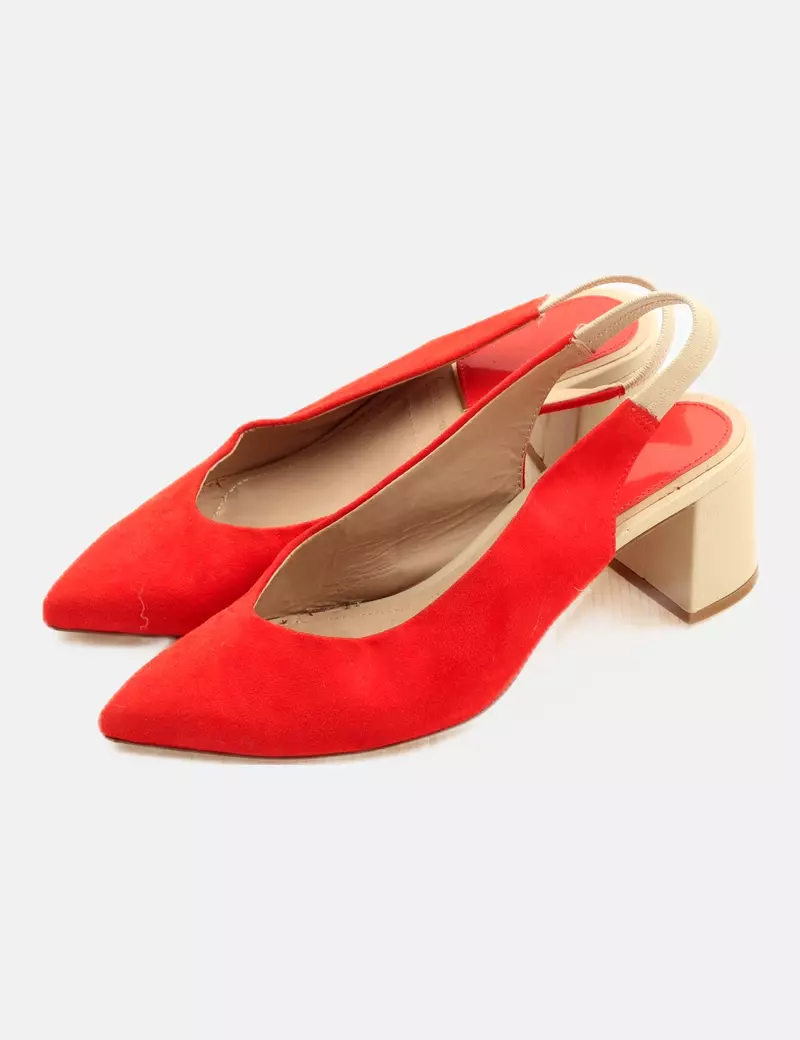 Stradivarius Mules naranja tacón
