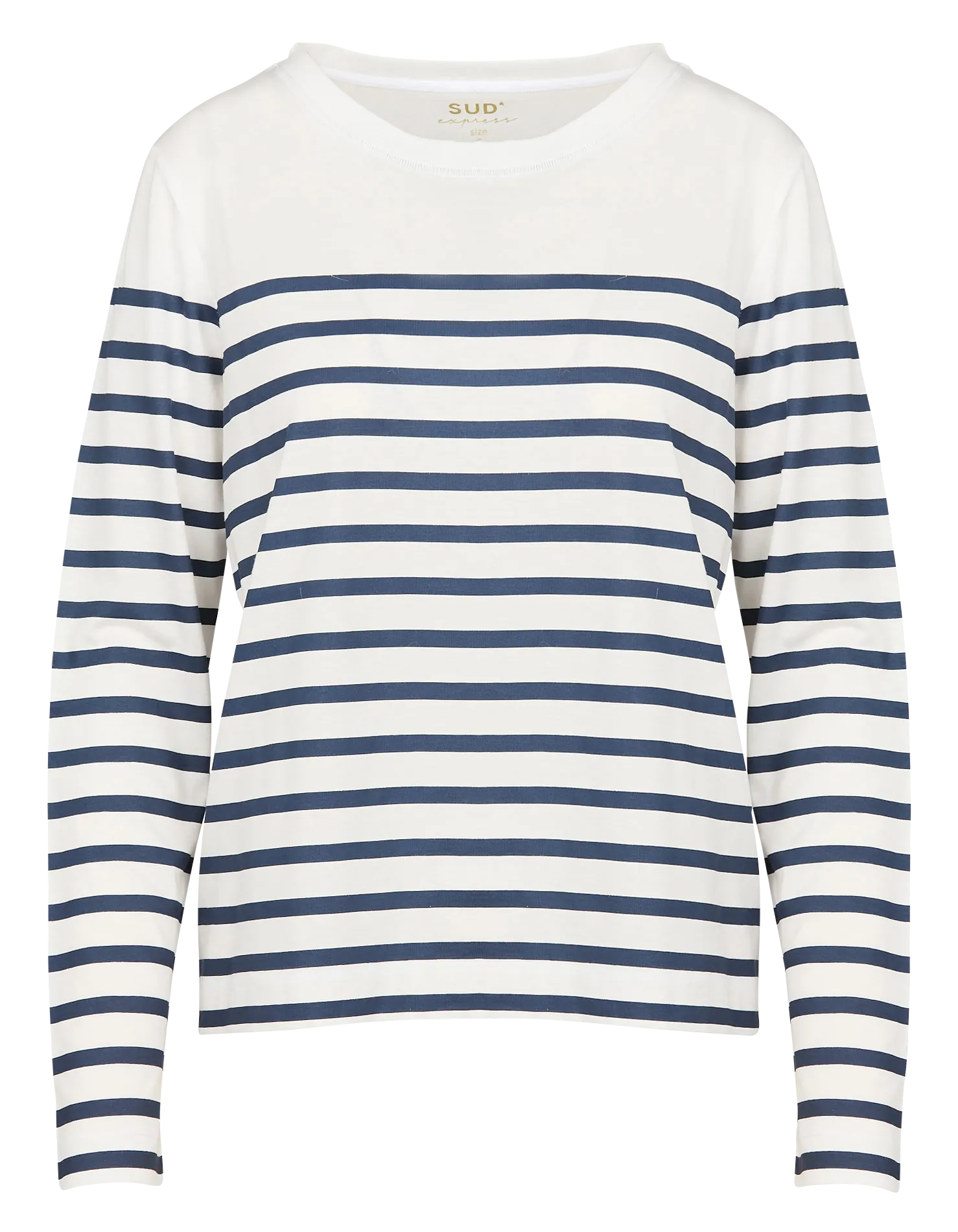 SUD EXPRESS TEREZA  CAMISETA RECTA DE CUELLO REDONDO A RAYAS EN MEZCLA DE ALGODóN EN BLANCO