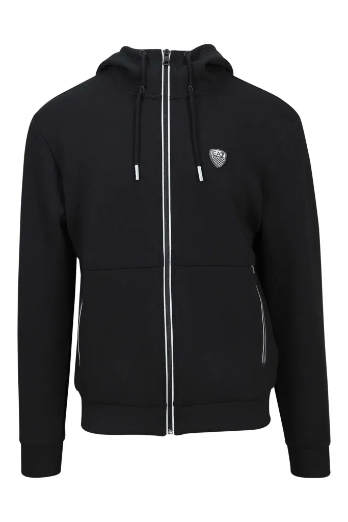 Sudadera negra con capucha y logo escudo 
