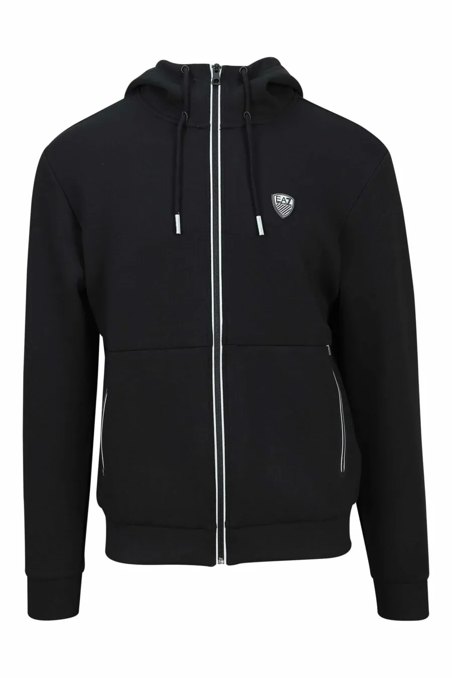 Sudadera negra con capucha y logo escudo 