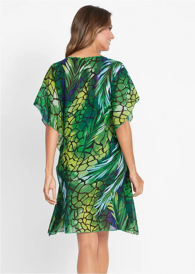 Túnica de playa. piel de serpiente verde