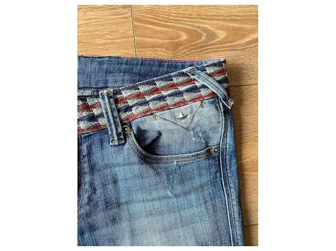 Vaqueros de mujer Tommy Hilfiger con cinturón trenzado Azul 