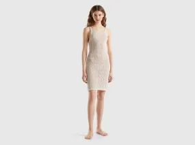 Vestido de tirantes perforado de lino mixto