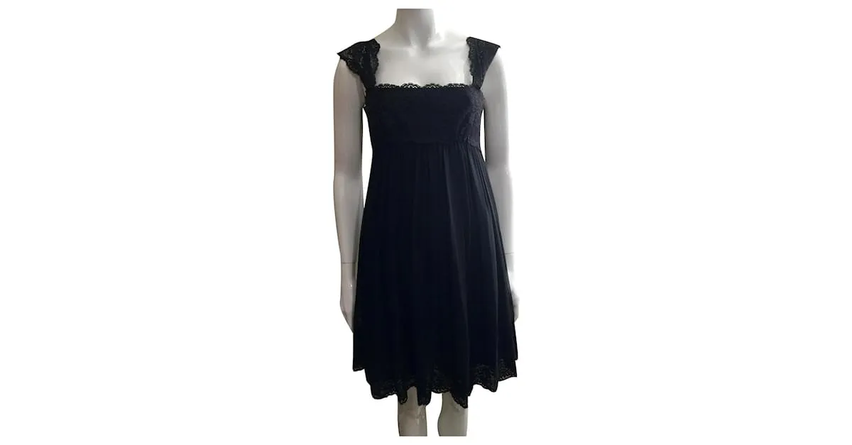 Vestido Marchesa Notte de seda y encaje Negro 